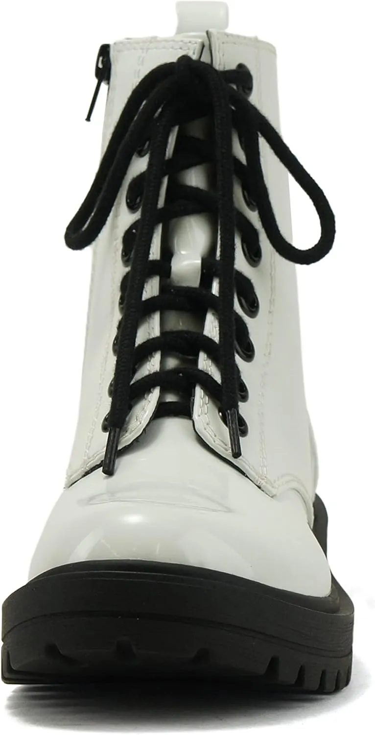Soda FIRM - Lug Sole Combat Ankle Bootie Lace up w/Side Zipper