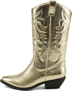 Soda RENO ~ Women Western Cowboy Stitched Pointe Toe Low Heel Ankle Mid Shaft Fashion Boots