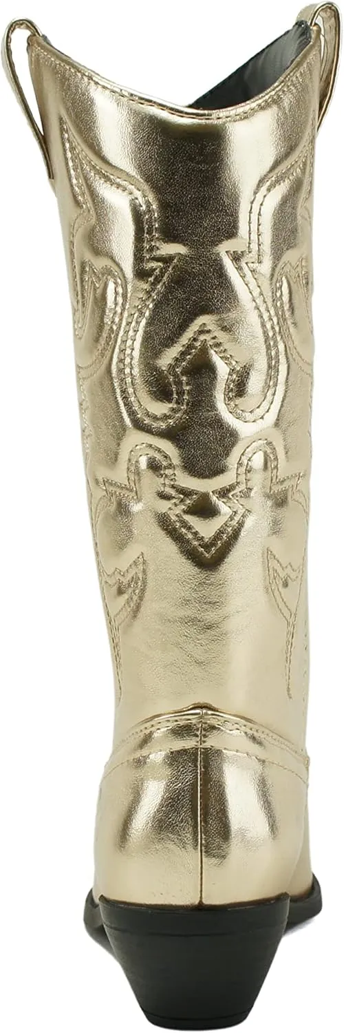 Soda RENO ~ Women Western Cowboy Stitched Pointe Toe Low Heel Ankle Mid Shaft Fashion Boots
