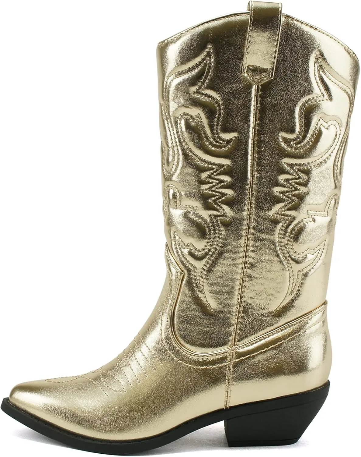 Soda RENO ~ Women Western Cowboy Stitched Pointe Toe Low Heel Ankle Mid Shaft Fashion Boots