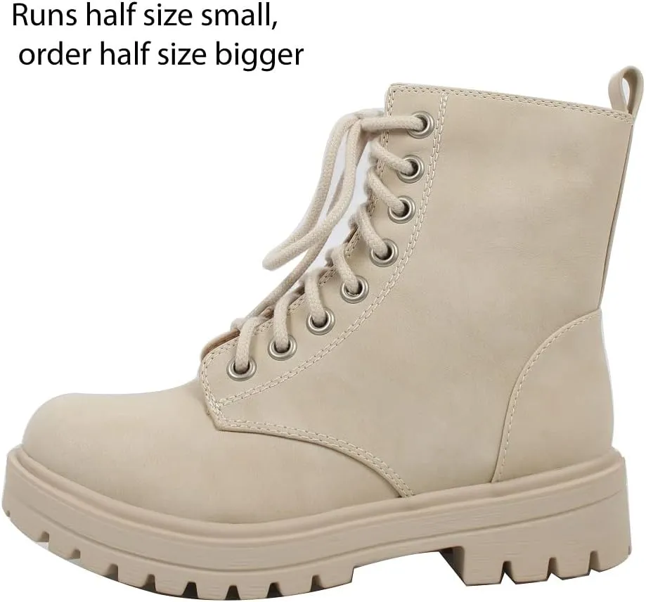 Soda Women's Combat Lace Up Ankle Boot