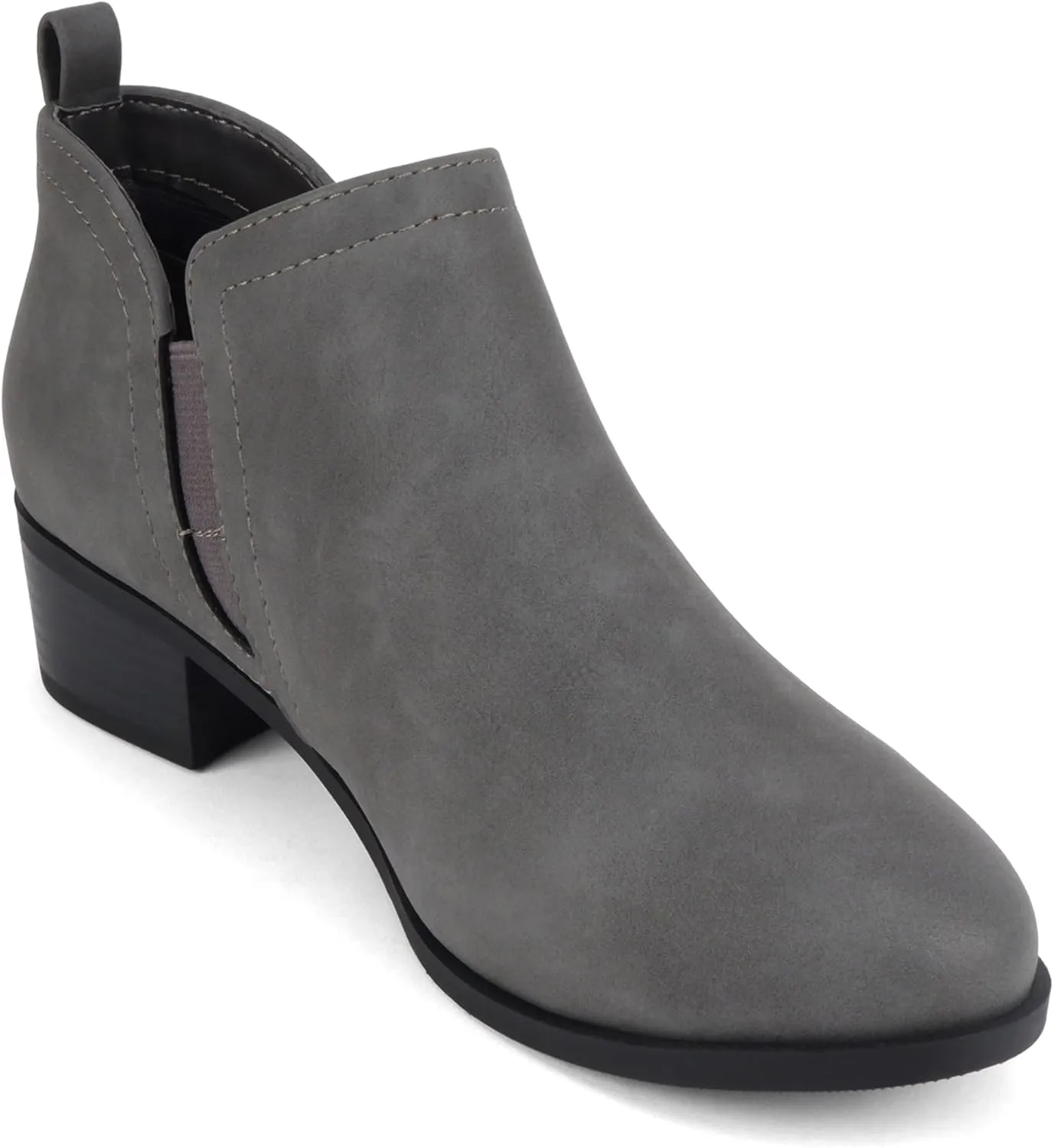 Soda “ZAYNE” ~ Women Round Toe Elastic Side Gore Side Zipper Pull Tab Low Heel Ankle Boot Bootie