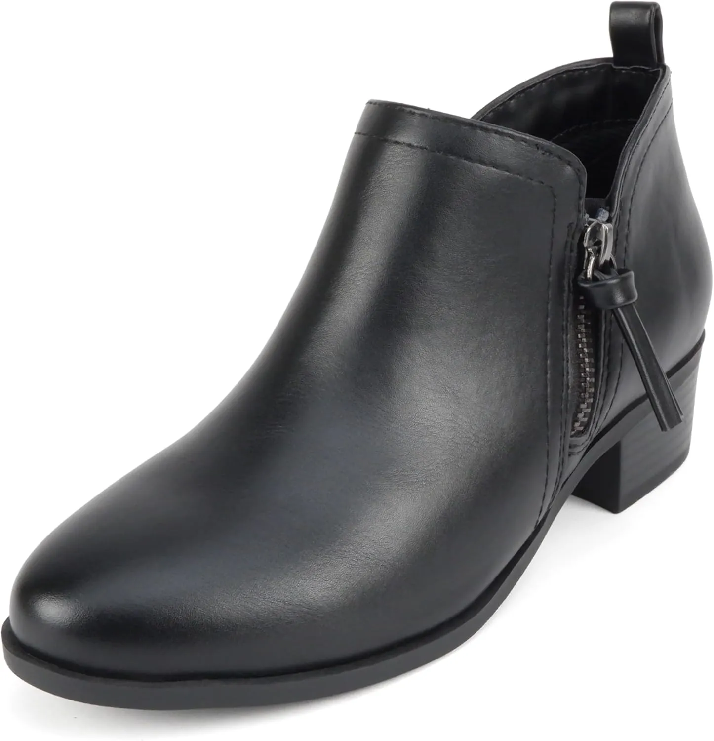 Soda “ZAYNE” ~ Women Round Toe Elastic Side Gore Side Zipper Pull Tab Low Heel Ankle Boot Bootie