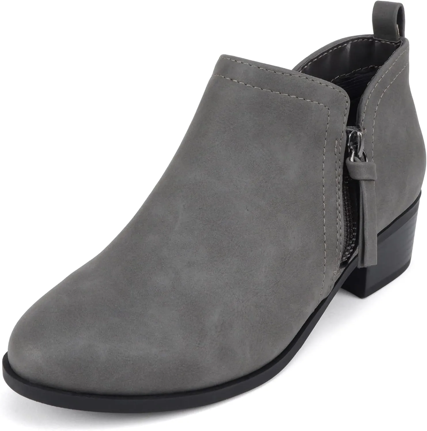 Soda “ZAYNE” ~ Women Round Toe Elastic Side Gore Side Zipper Pull Tab Low Heel Ankle Boot Bootie