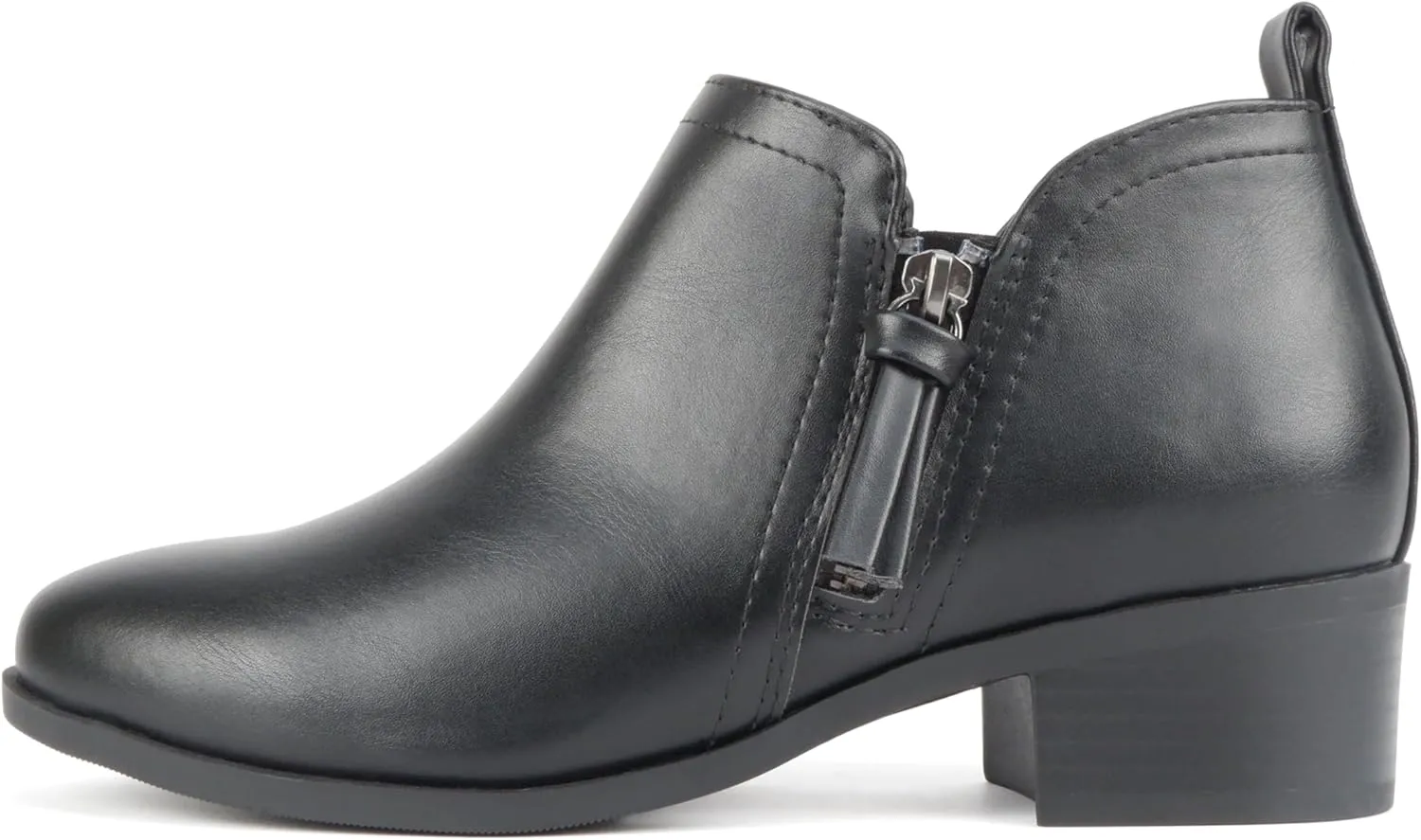 Soda “ZAYNE” ~ Women Round Toe Elastic Side Gore Side Zipper Pull Tab Low Heel Ankle Boot Bootie