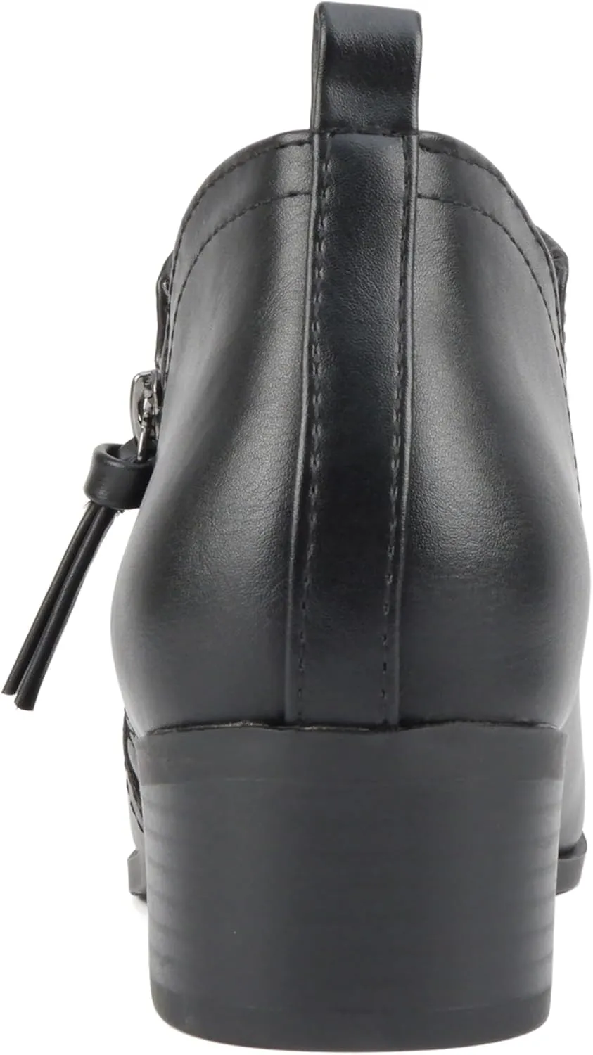 Soda “ZAYNE” ~ Women Round Toe Elastic Side Gore Side Zipper Pull Tab Low Heel Ankle Boot Bootie