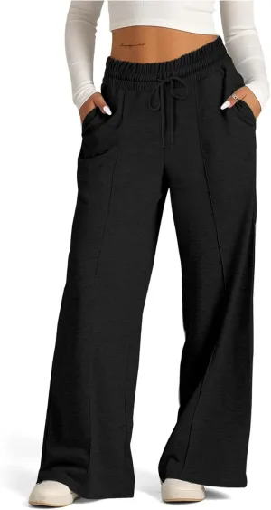 SOFIA'S CHOICE Women's High Waist Drawstring Sweatpants with Pockets Loose Straight Leg Lounge Pant