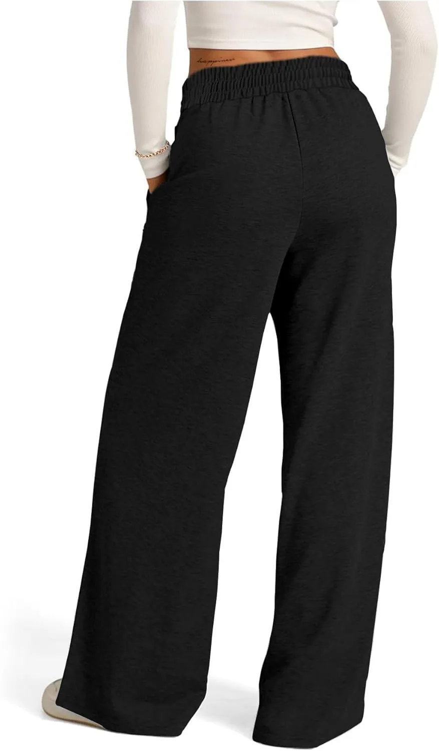 SOFIA'S CHOICE Women's High Waist Drawstring Sweatpants with Pockets Loose Straight Leg Lounge Pant
