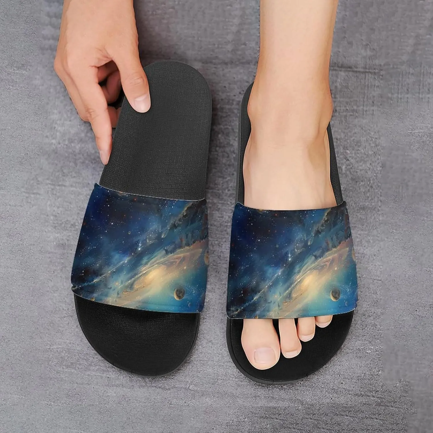 Spaces And Universe Novelty Slippers Slides Sandals Shower Home House Shoes Non-Slip Soft Sole Shoe For Men Women Bathroom
