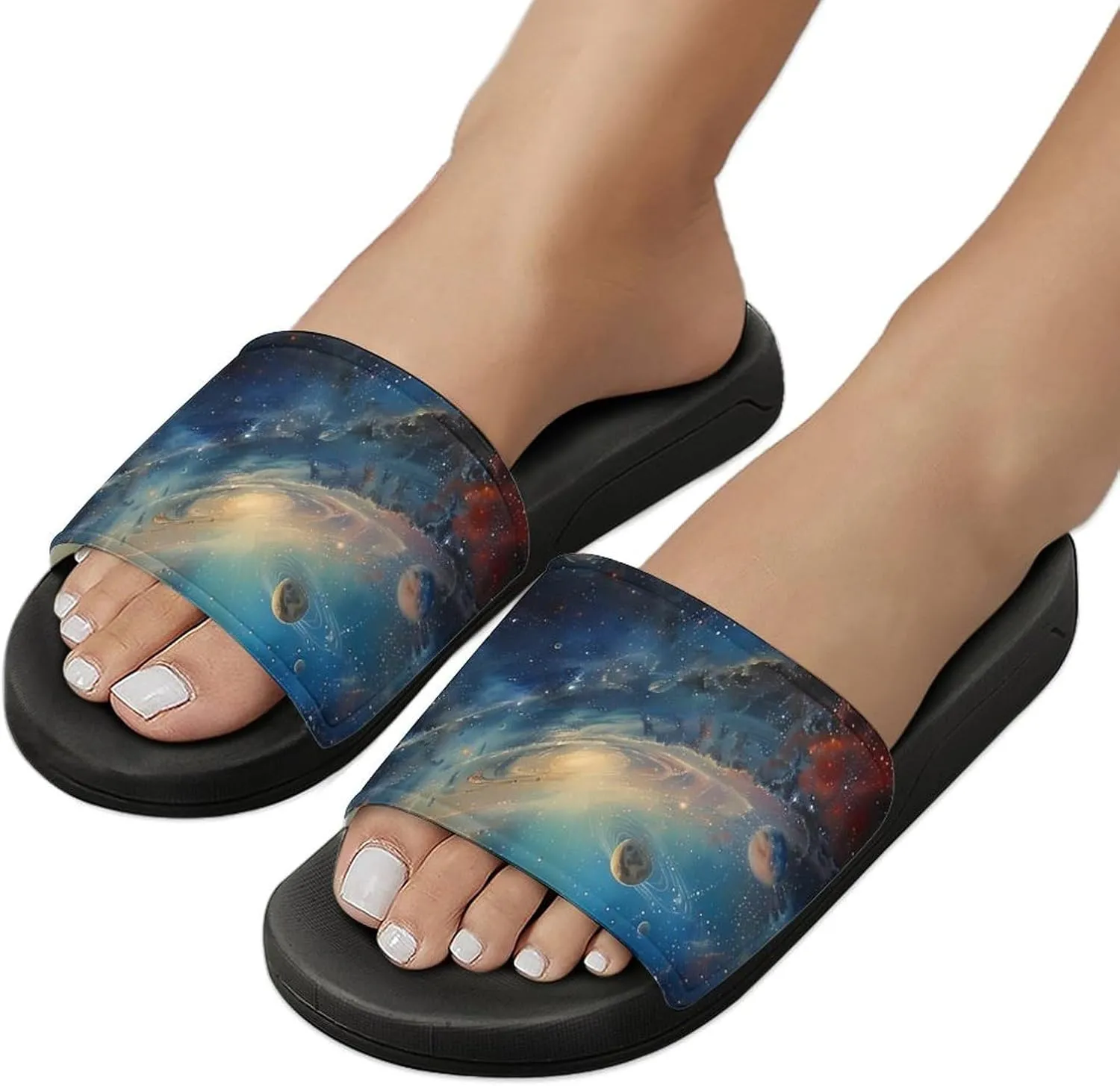 Spaces And Universe Novelty Slippers Slides Sandals Shower Home House Shoes Non-Slip Soft Sole Shoe For Men Women Bathroom