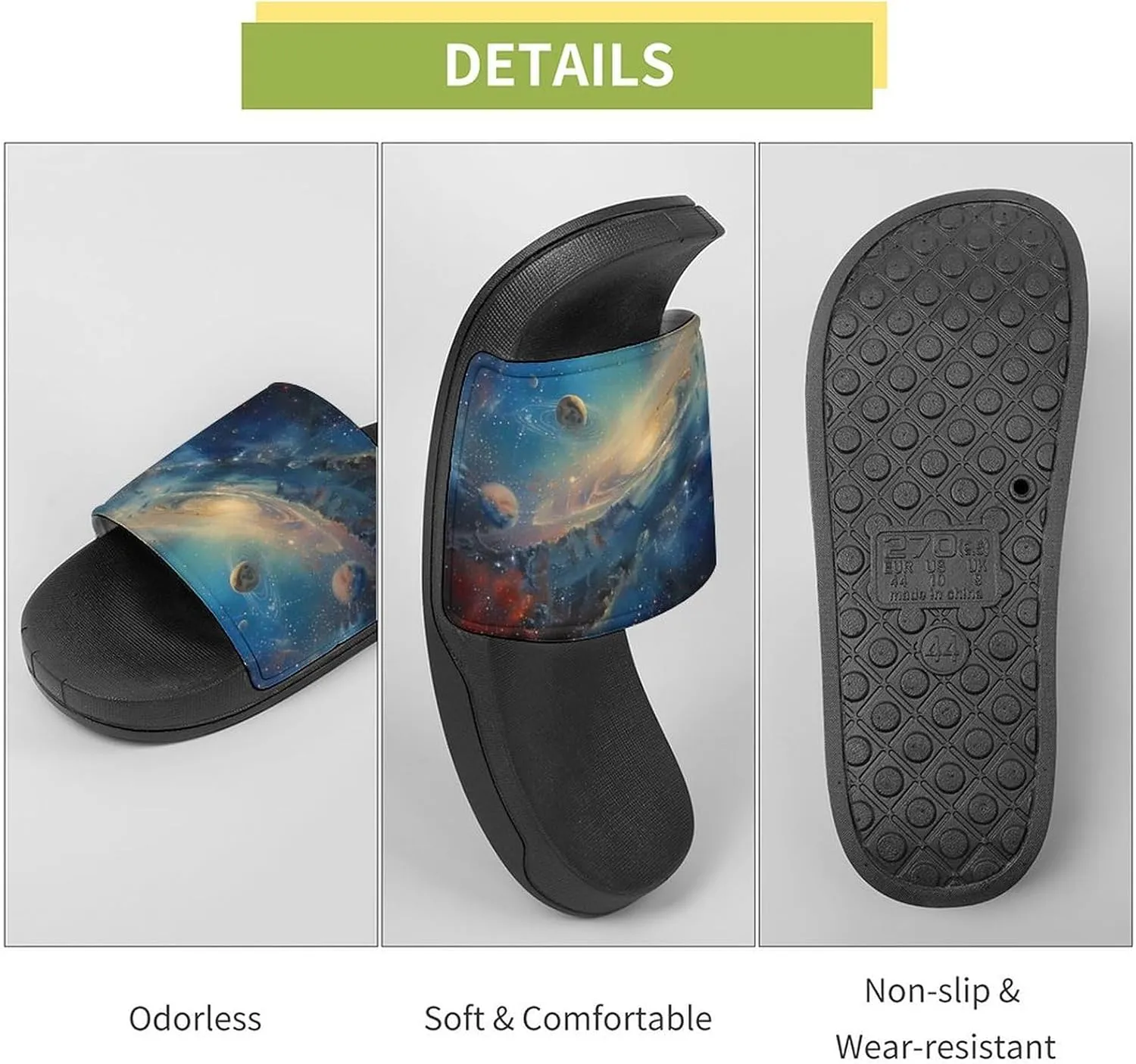 Spaces And Universe Novelty Slippers Slides Sandals Shower Home House Shoes Non-Slip Soft Sole Shoe For Men Women Bathroom