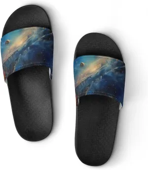 Spaces And Universe Novelty Slippers Slides Sandals Shower Home House Shoes Non-Slip Soft Sole Shoe For Men Women Bathroom