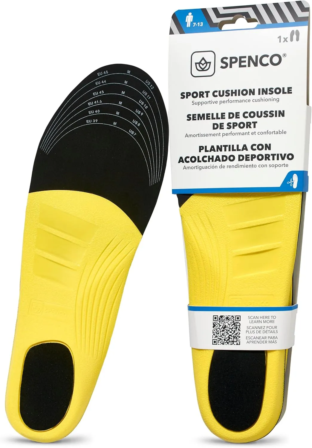 Spenco Sport Cushion Insole, Trim to Fit, Men's 7-13 / Women's 5-11