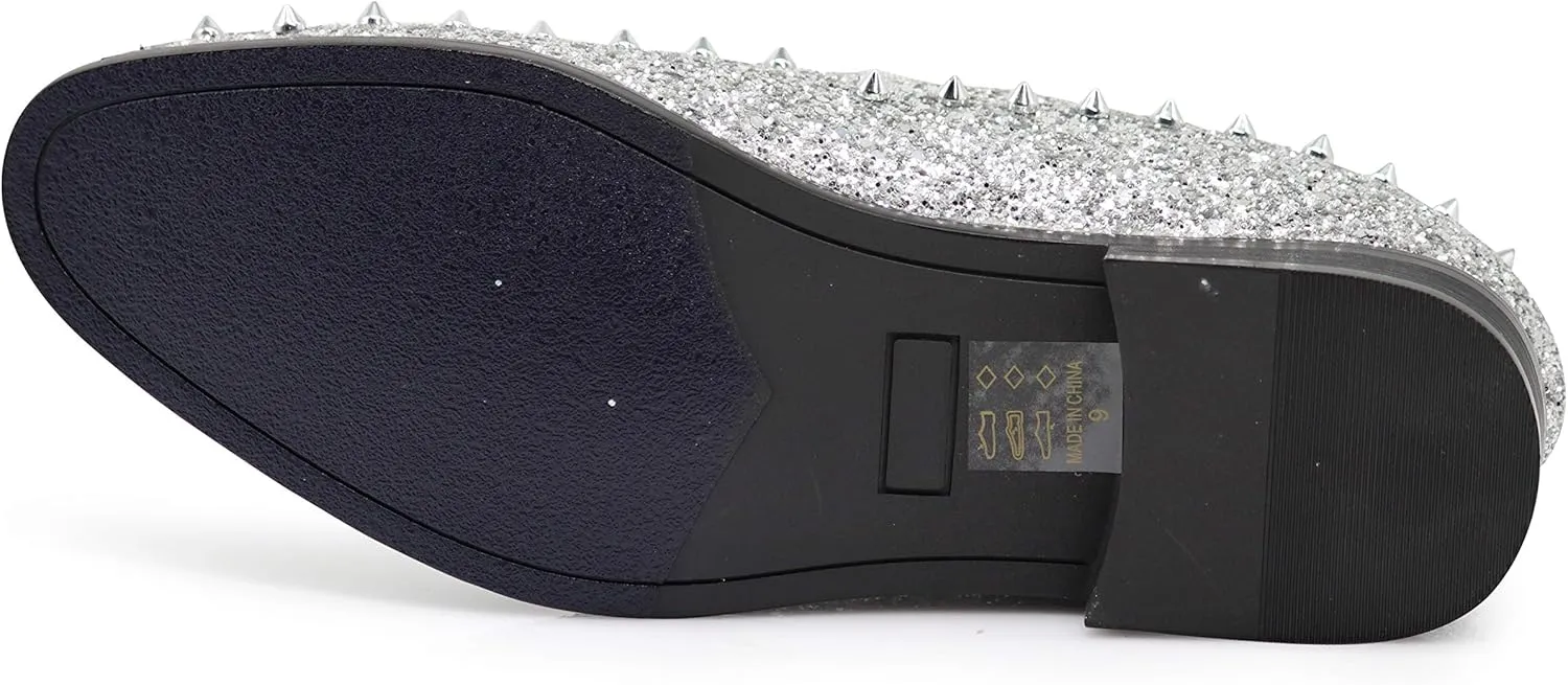 SPK09 Men's Vintage Spike Dress Loafers Slip On Fashion Shoes Classic Tuxedo Dress Shoes