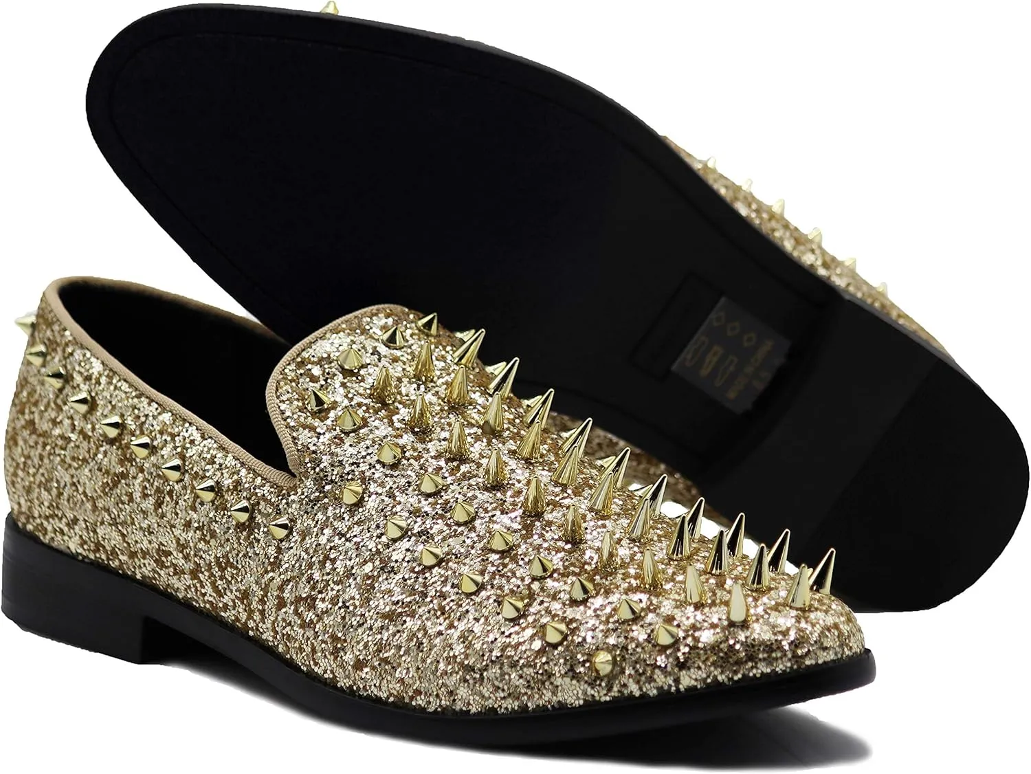 SPK16 Men's Vintage Spike Dress Loafers Slip On Fashion Shoes Classic Tuxedo Dress Shoes