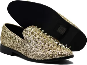 SPK16 Men's Vintage Spike Dress Loafers Slip On Fashion Shoes Classic Tuxedo Dress Shoes