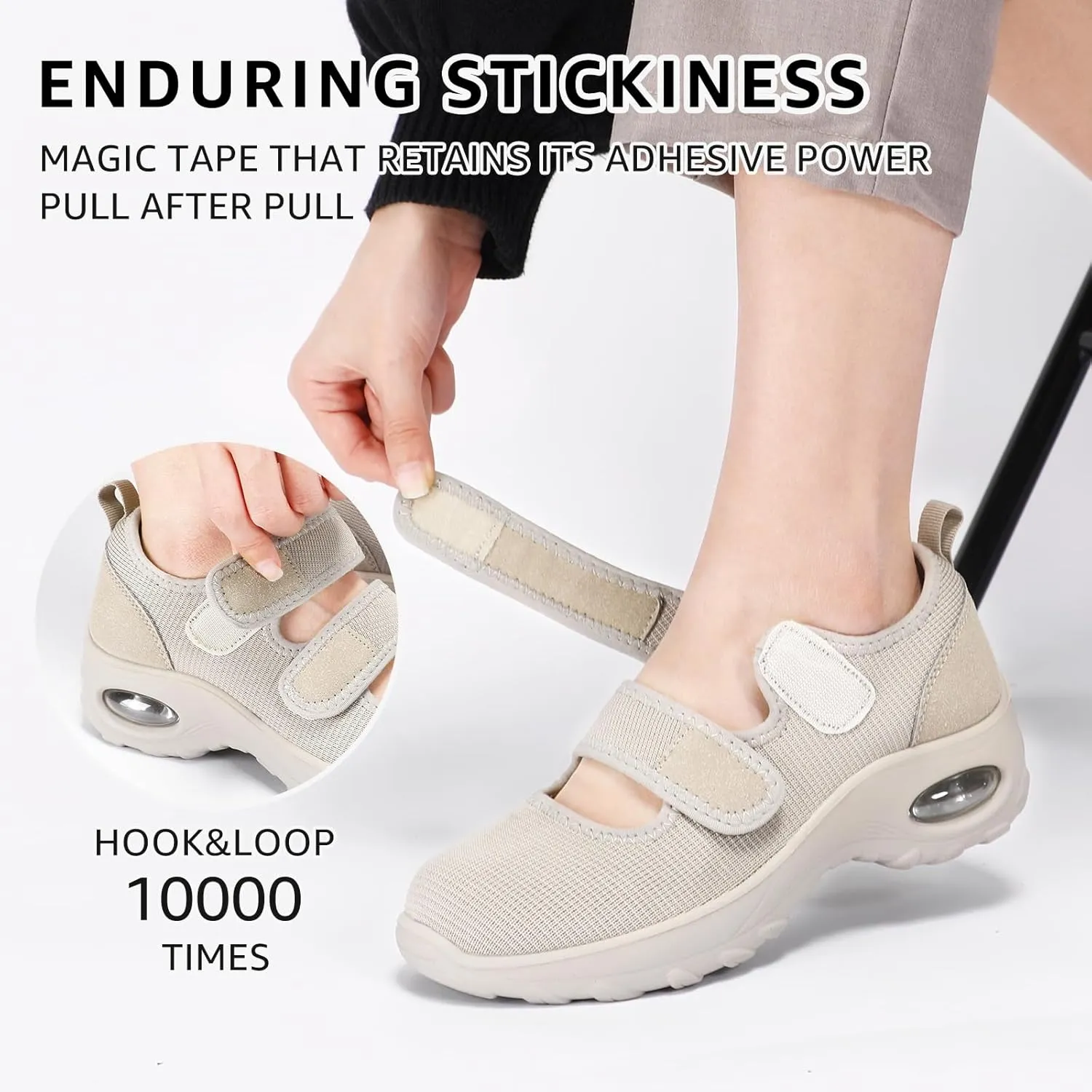 STQ Womens Walking Shoes Non Slip Orthopedic Shoes Adjustable Diabetic Shoes Comfort Mary Jane Shoe