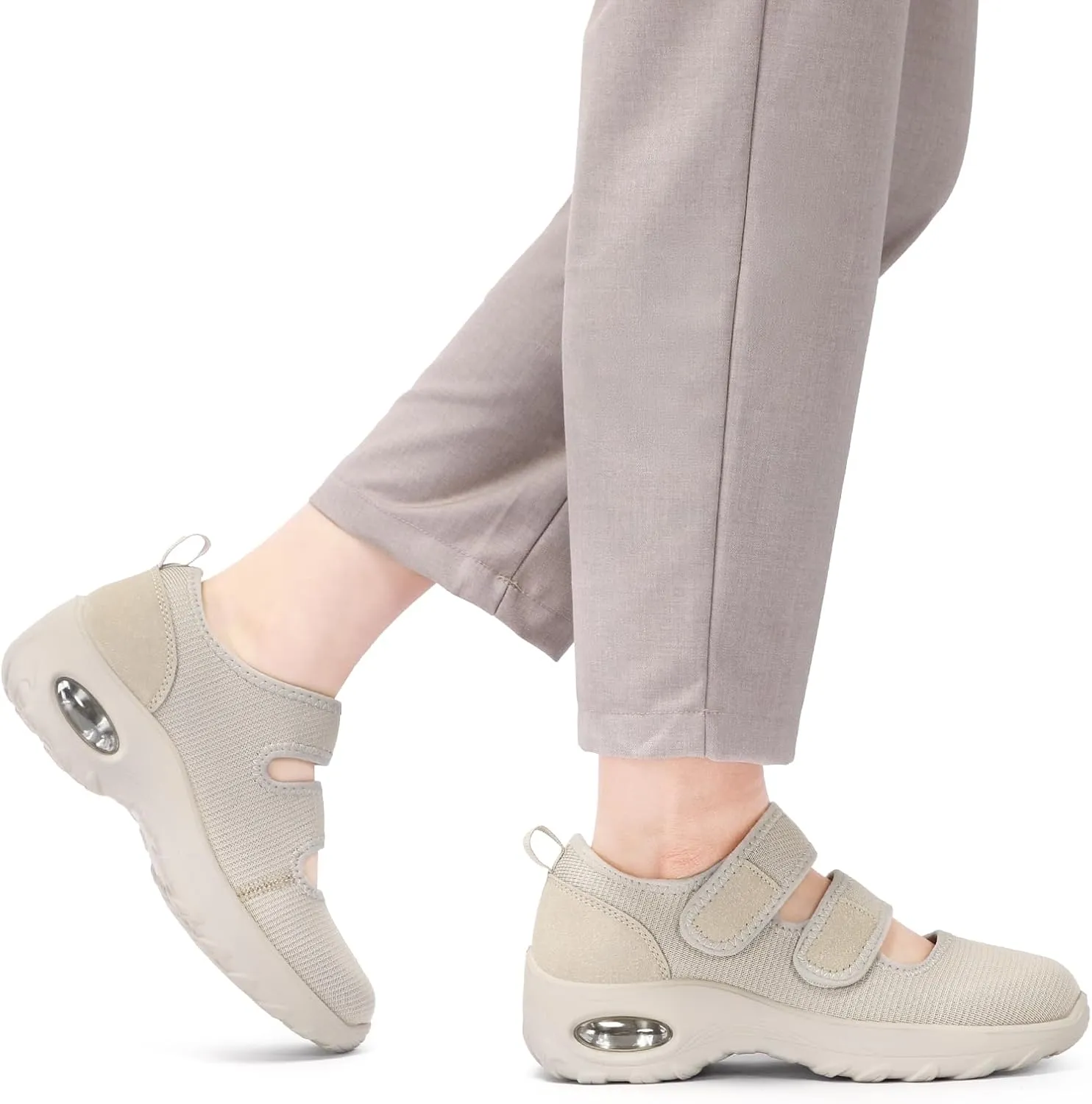 STQ Womens Walking Shoes Non Slip Orthopedic Shoes Adjustable Diabetic Shoes Comfort Mary Jane Shoe
