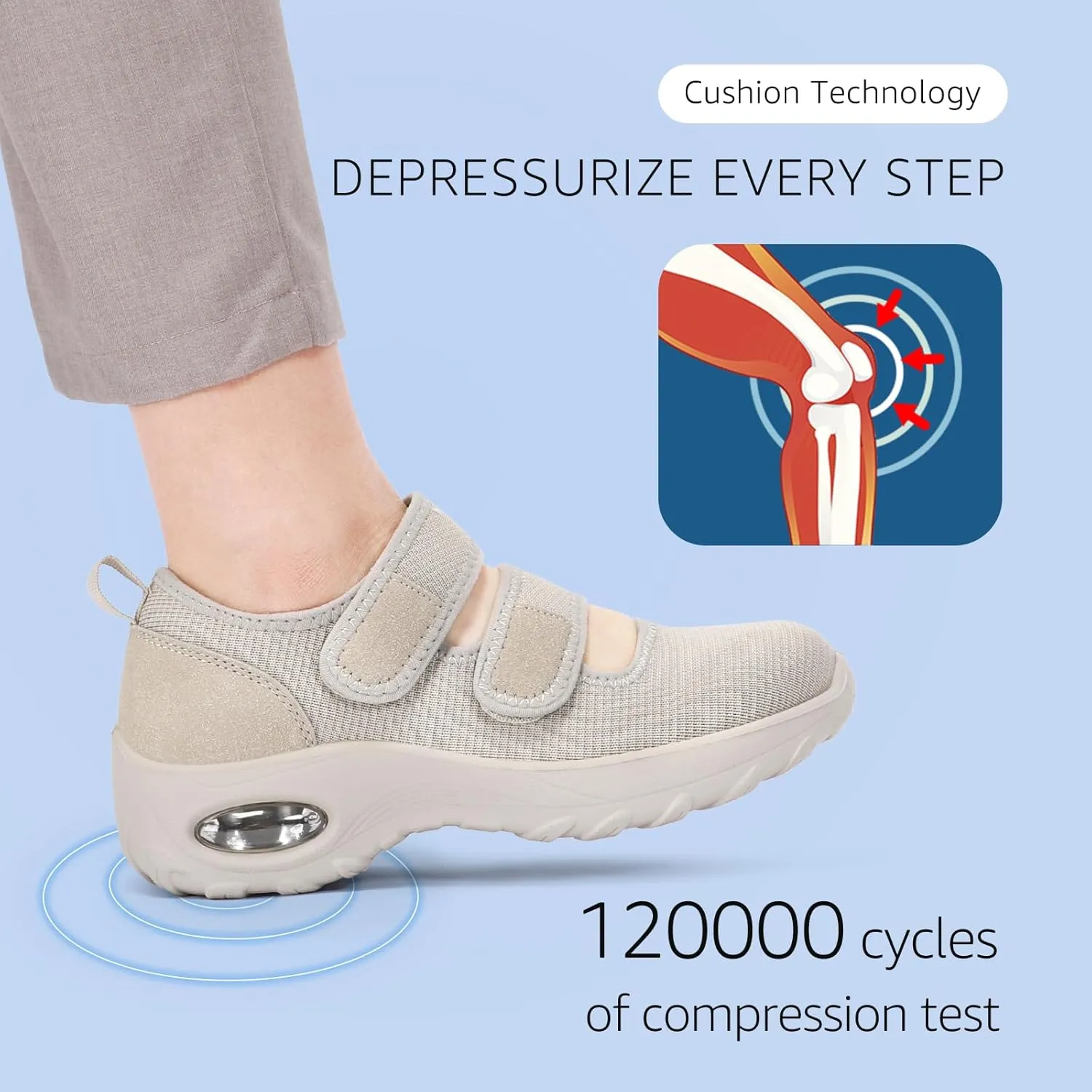 STQ Womens Walking Shoes Non Slip Orthopedic Shoes Adjustable Diabetic Shoes Comfort Mary Jane Shoe
