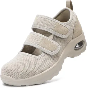 STQ Womens Walking Shoes Non Slip Orthopedic Shoes Adjustable Diabetic Shoes Comfort Mary Jane Shoe