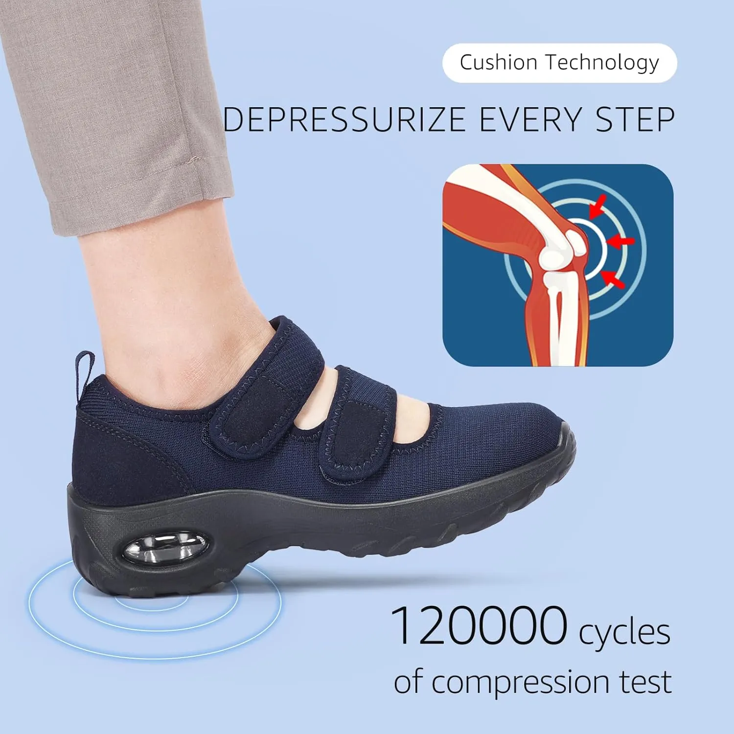STQ Womens Walking Shoes Non Slip Orthopedic Shoes Adjustable Diabetic Shoes Comfort Mary Jane Shoe