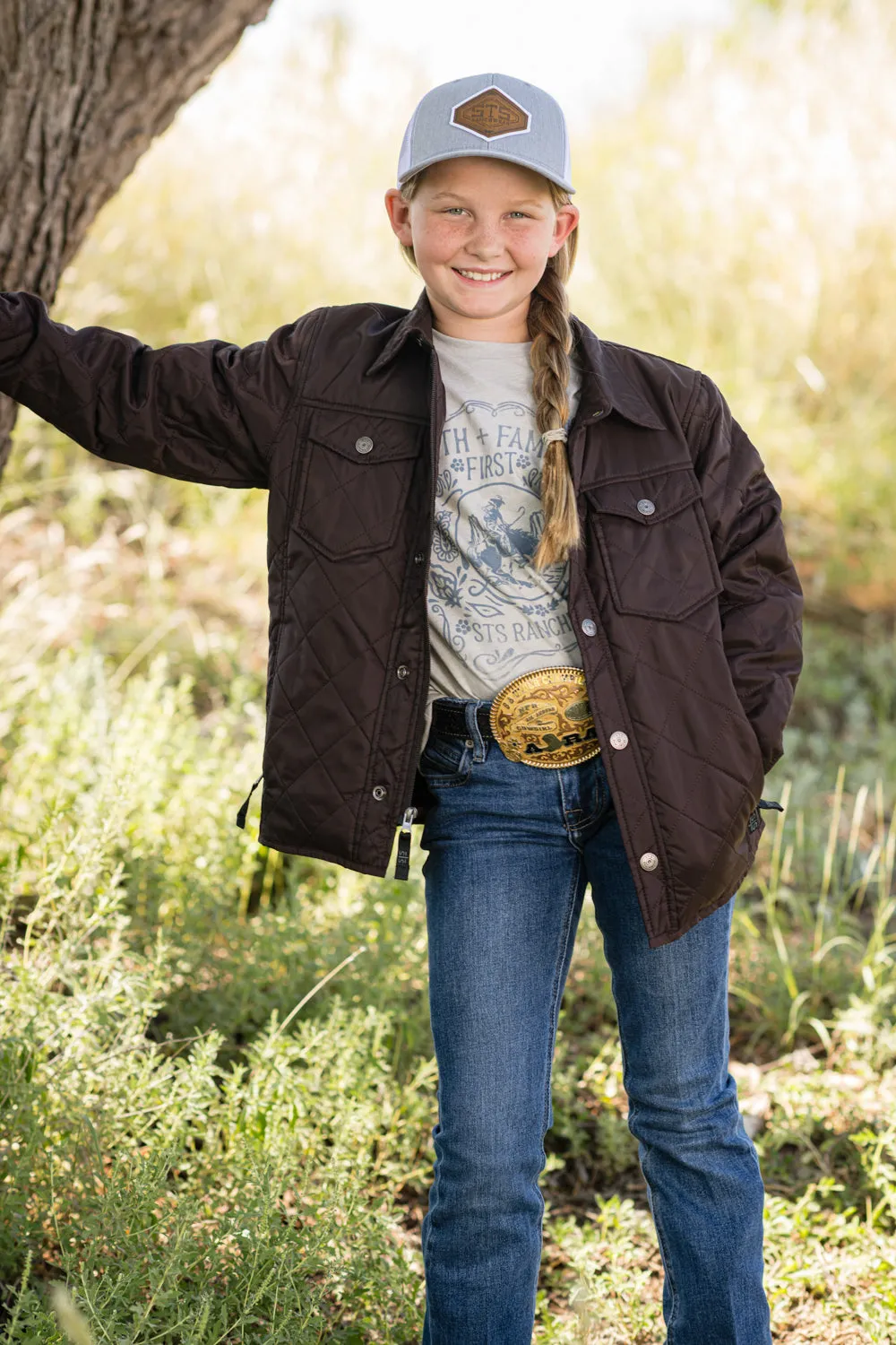STS Ranchwear Youth Unisex Cassidy Chocolate 100% Polyester Softshell Jacket