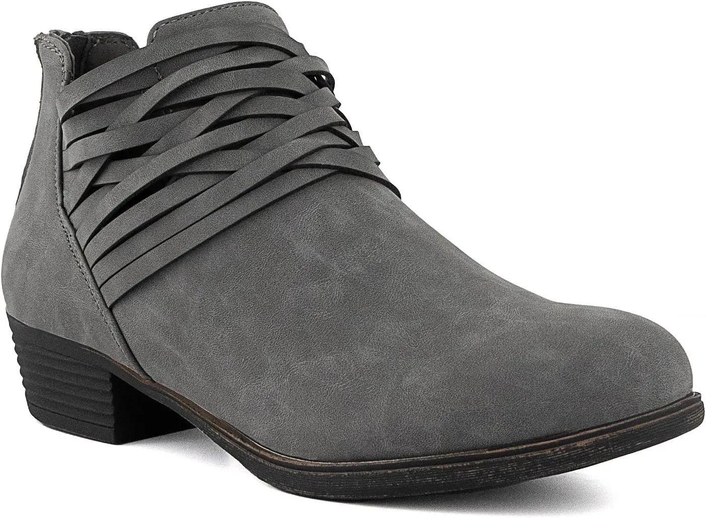 Sugar Women's Rhett Casual Boho Short Ankle Bootie with Criss Cross Straps Boot