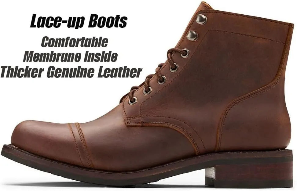 SUREWAY 6" Men's Lace-up Ankle Boots - Cap Toe, Captain Genuine Leather Lace up Chukka Boots for Men,Classic Comfort Oxford Style Footwear