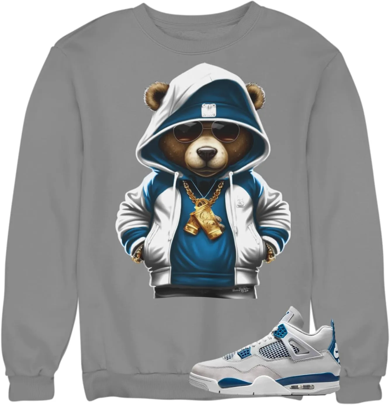 Sweatshirt To Match Jordan 4 Industrial Blue Sneakers, Men's Graphic Pullovers