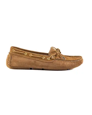 T-Minos Women's Brown Genuine Suede Leather Loafer Shoes