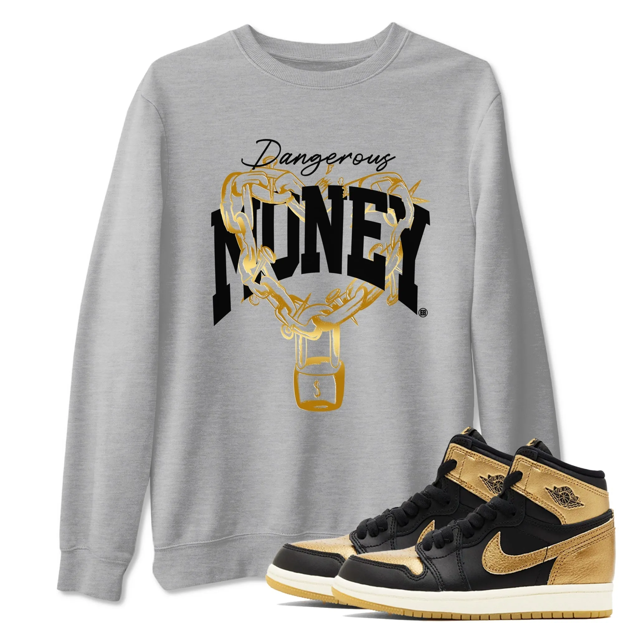 Tees SNRT Jordan Quick shipping Sneaker - Cheap Air 1 Metallic Black Money Gold Dangerous