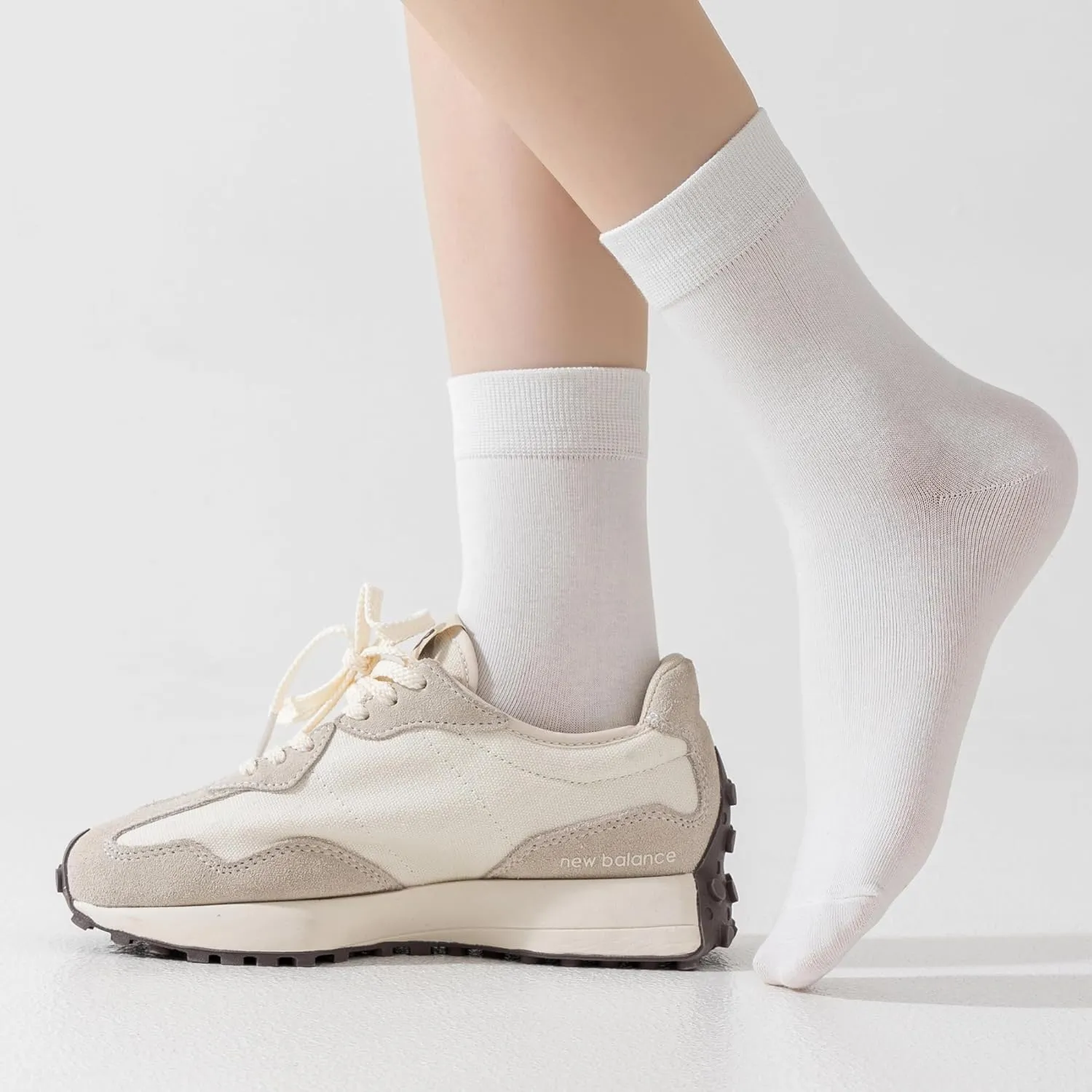 Thin Cotton Crew Socks for Women - 6 Pairs, Above Ankle, Soft Bootie Socks, Size 5-9