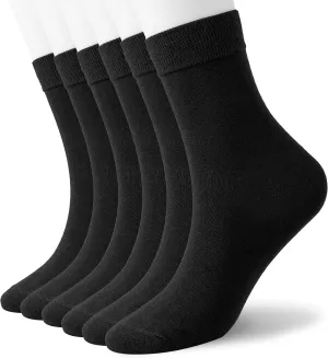 Thin Cotton Crew Socks for Women - 6 Pairs, Above Ankle, Soft Bootie Socks, Size 5-9