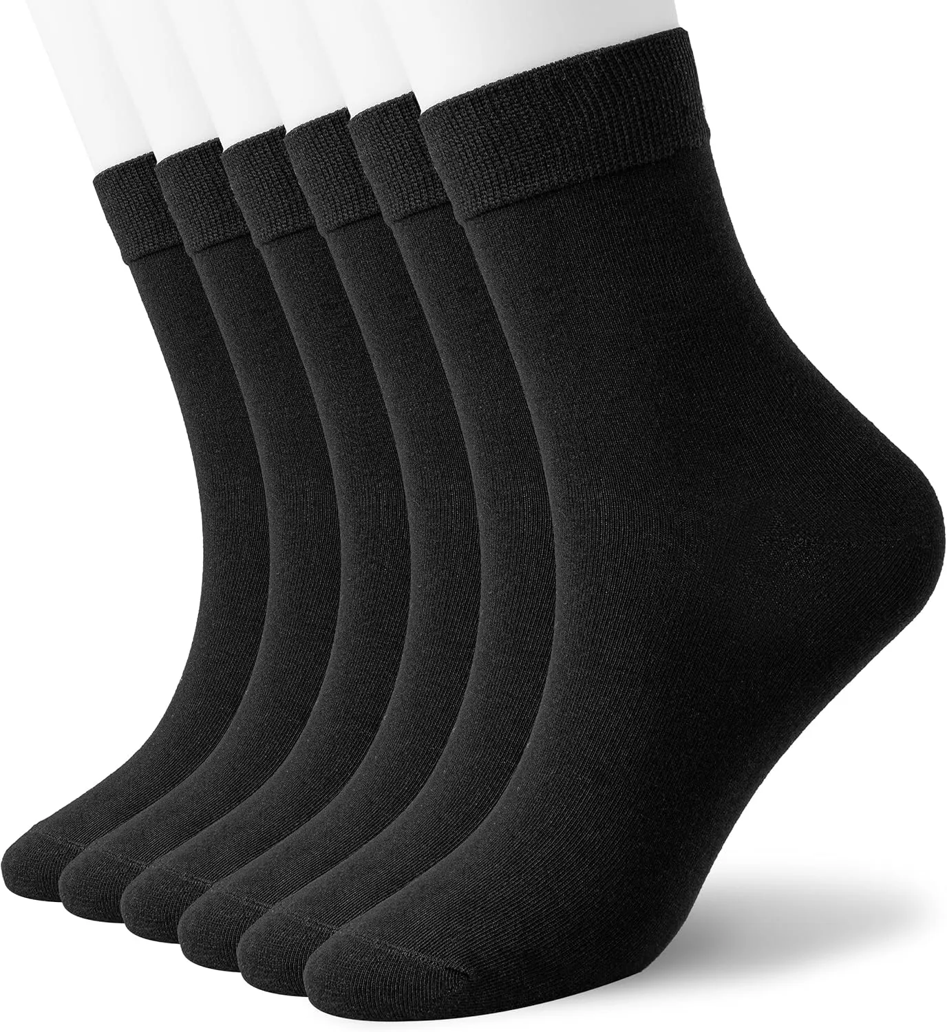 Thin Cotton Crew Socks for Women - 6 Pairs, Above Ankle, Soft Bootie Socks, Size 5-9