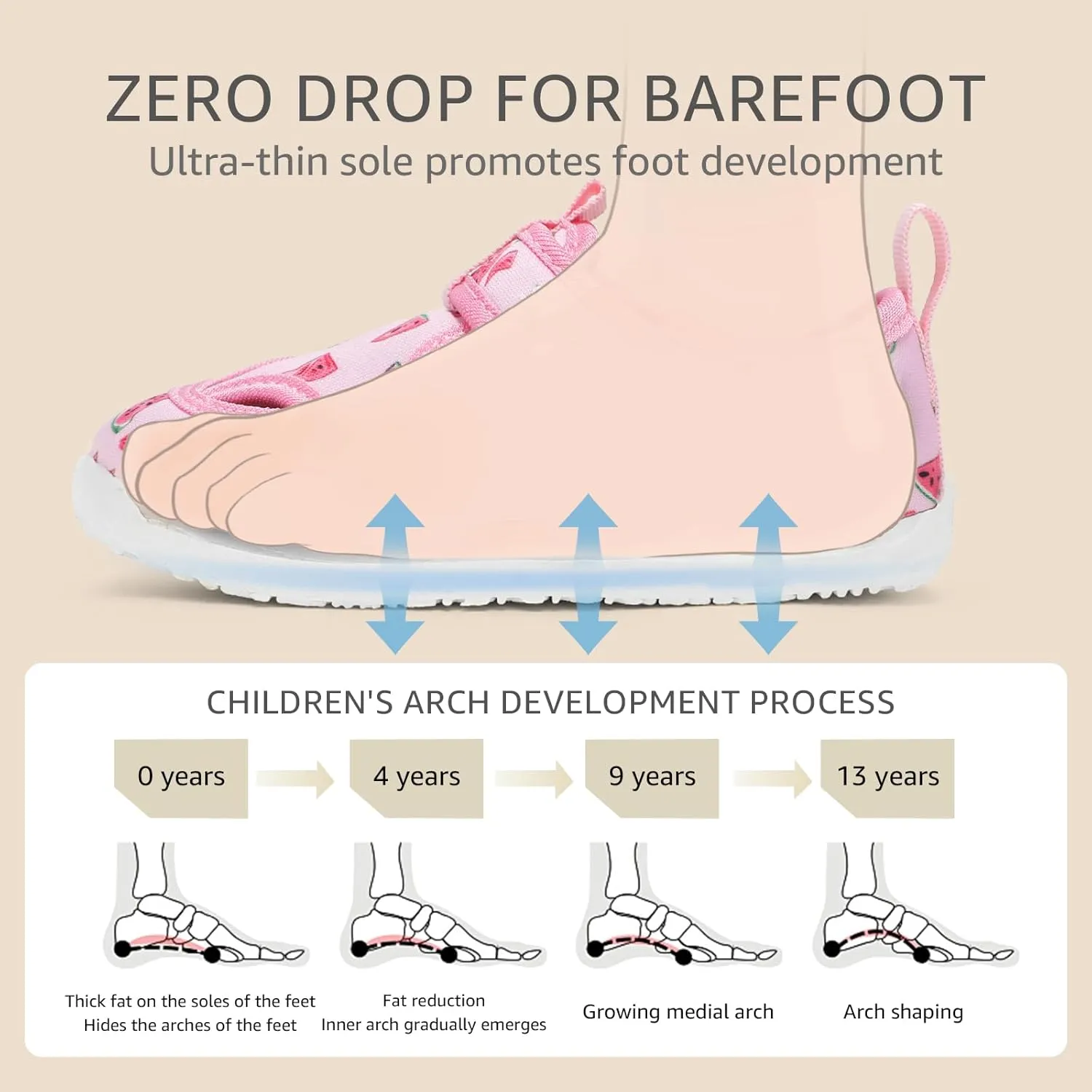 Toddler Wide Toe Box Water Shoes: Boys Girls Zero Drop Beach Sandals Summer Kids Barefoot Swim Pool Shoe