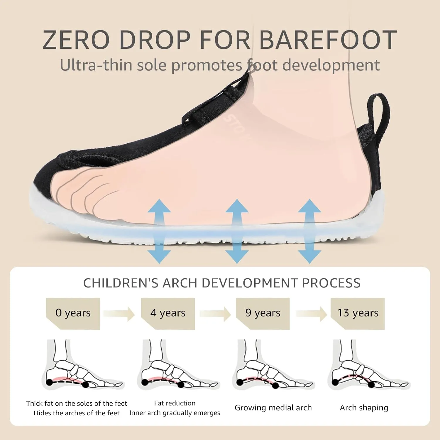Toddler Wide Toe Box Water Shoes: Boys Girls Zero Drop Beach Sandals Summer Kids Barefoot Swim Pool Shoe