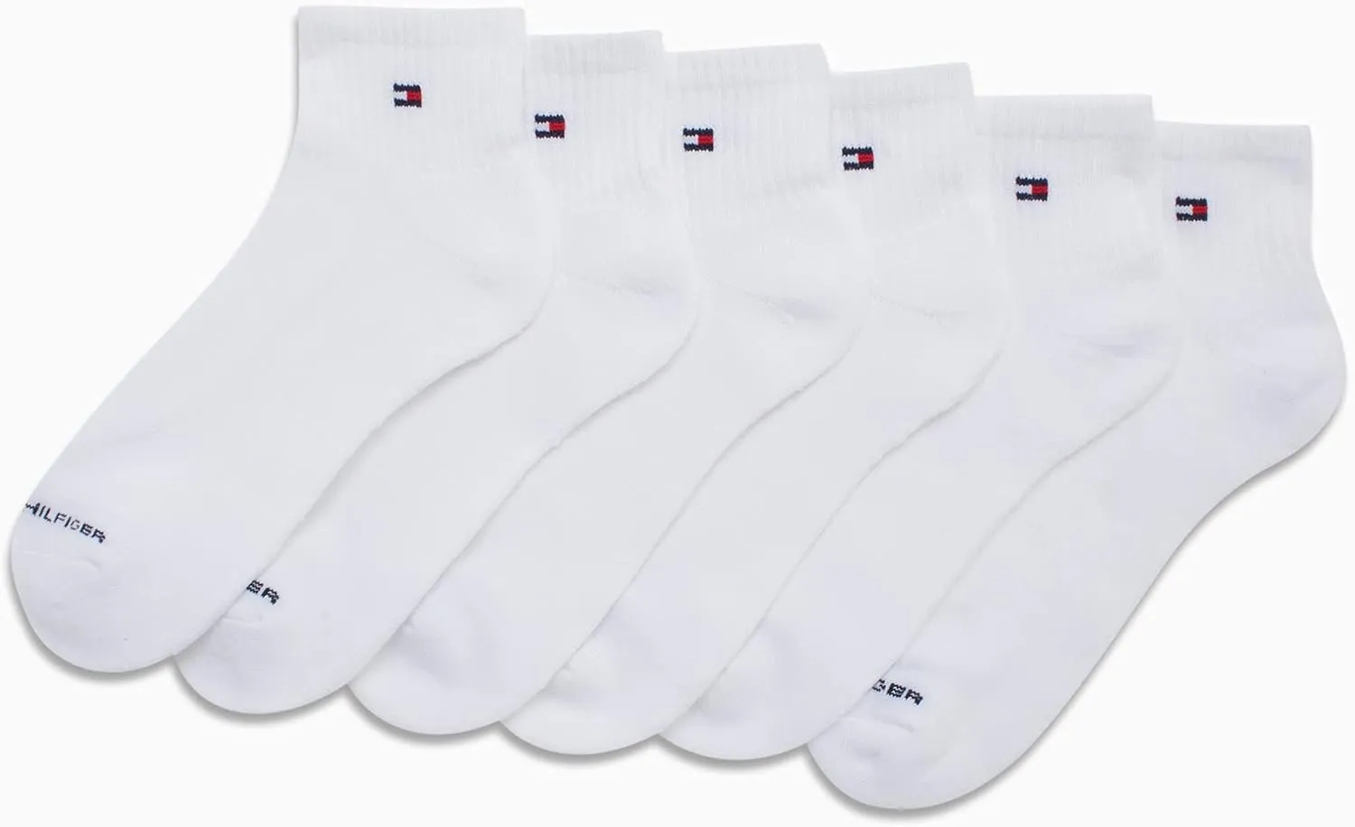 Tommy Hilfiger Men's Quarter Socks - 6 Pack Performance Cushion Comfort Socks - Breathable Athletic Socks for Men (7-12)