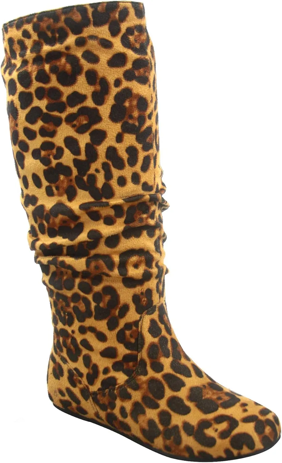 TOP Moda Data-1 Women's Shoes Cute & Comfort Round Toe Flat Heel Slouchy Mid Calf Boot
