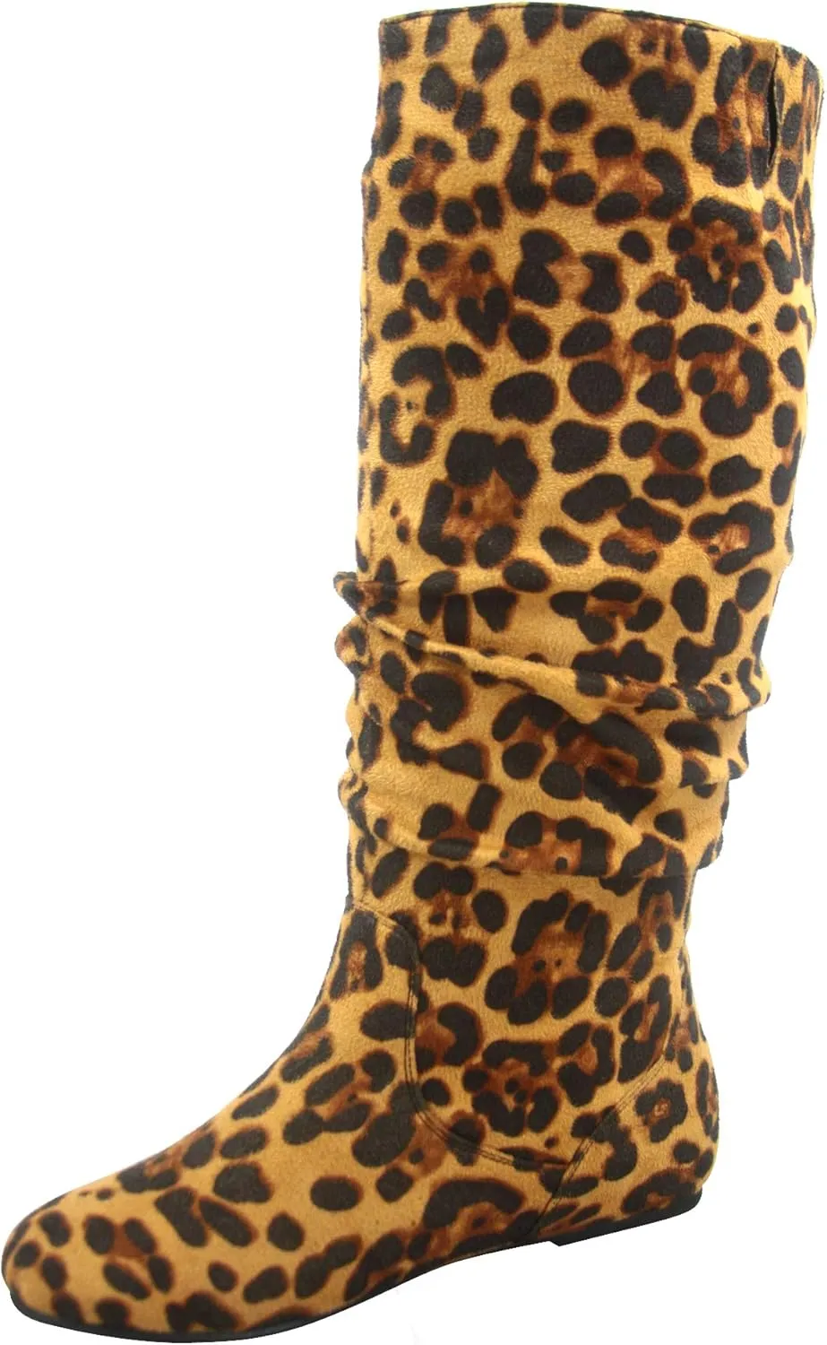 TOP Moda Data-1 Women's Shoes Cute & Comfort Round Toe Flat Heel Slouchy Mid Calf Boot