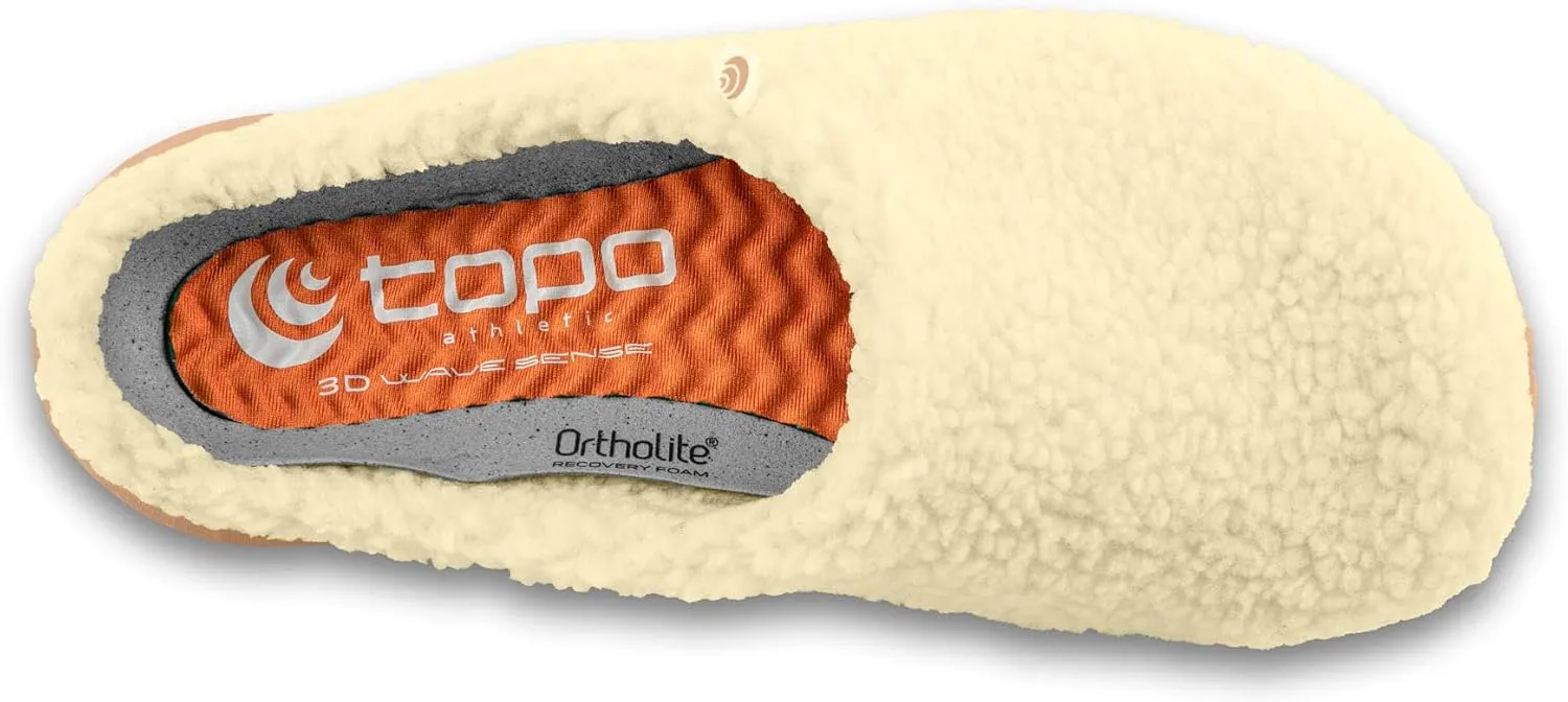 Topo Athletic Women's Revive Lightweight Comfortable 3MM Drop Recycled Fleece Natural Recovery Shoes, Everyday Wear Slippers