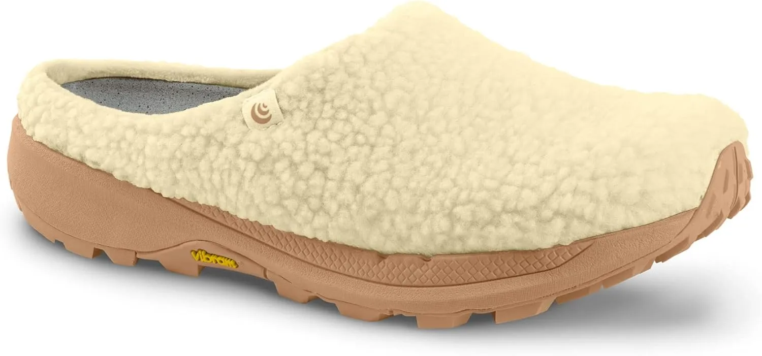 Topo Athletic Women's Revive Lightweight Comfortable 3MM Drop Recycled Fleece Natural Recovery Shoes, Everyday Wear Slippers