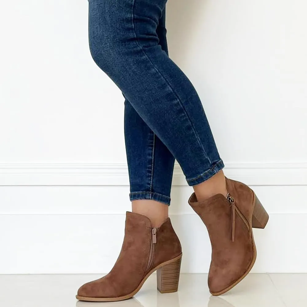 TRENDSUP Women's Fashion Side Zipper Booties