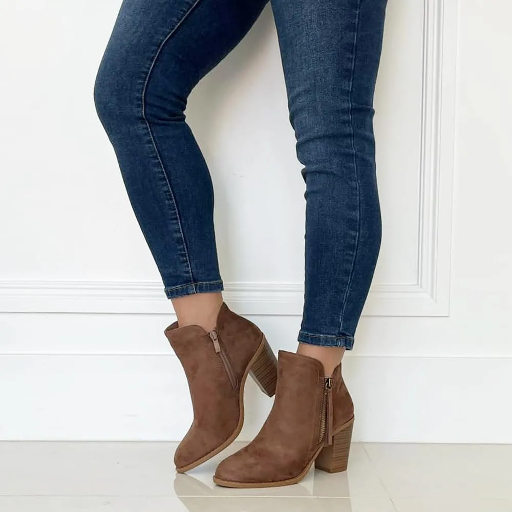 TRENDSUP Women's Fashion Side Zipper Booties