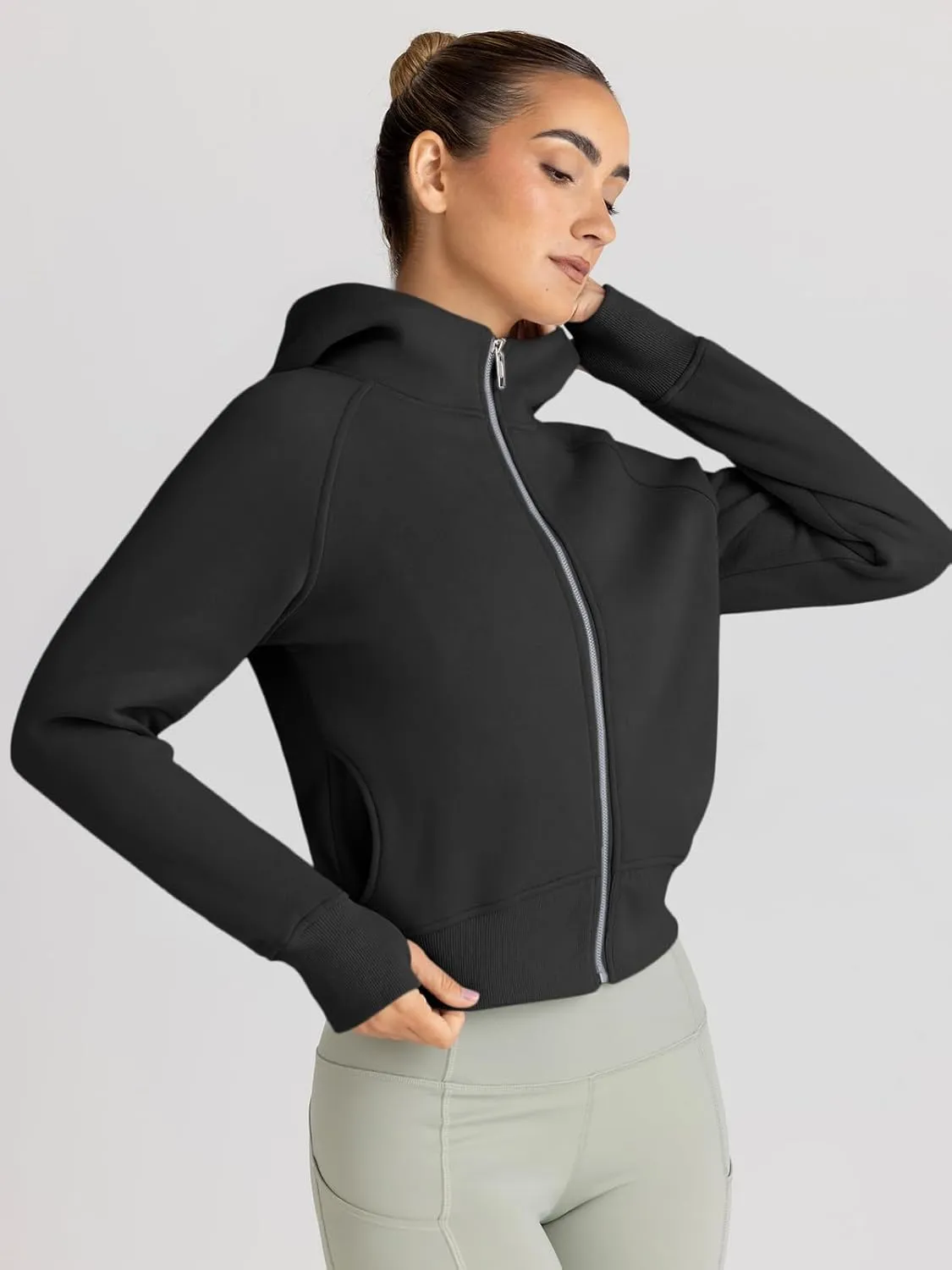 Trendy Queen Womens Zip Up Hoodies Jackets Cropped Sweatshirts Fleece Fall Outfits Casual Comfy Y2k Tops Winter Clothes 2025