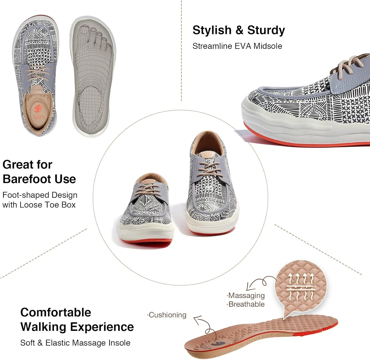 UIN Men's Fashion Platform Sneaker Slip On Walking Casual Comfortable Art Painted Travel Shoes Andalusia