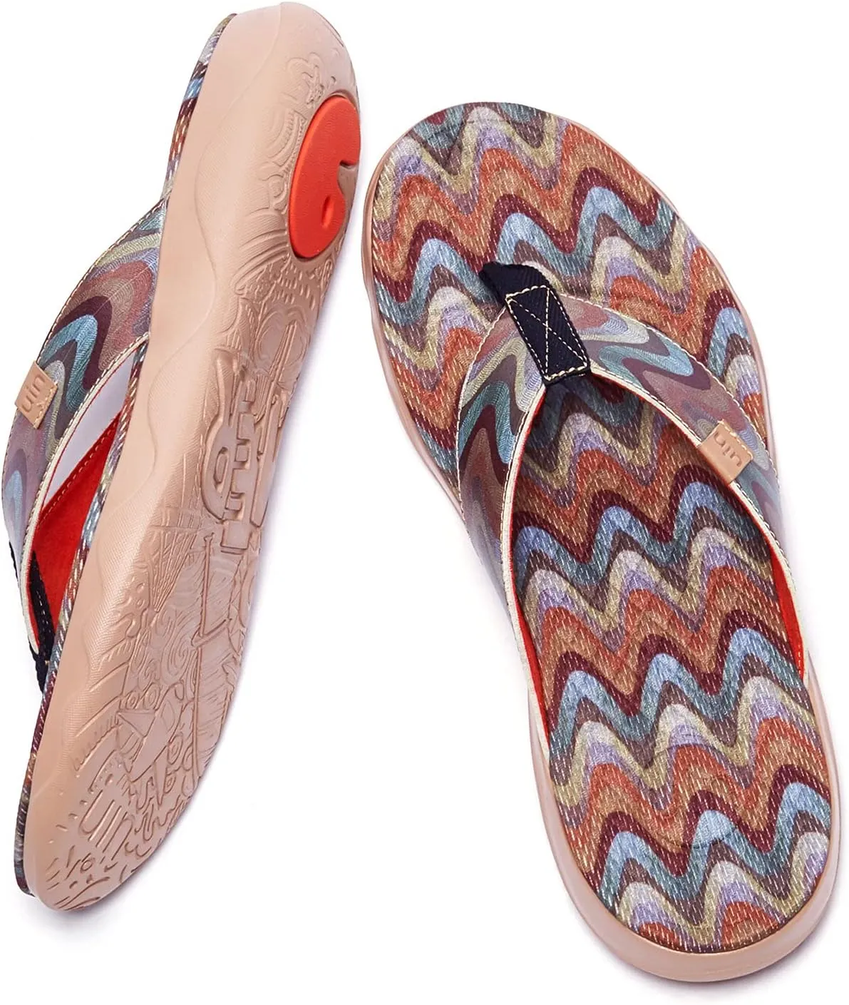 UIN Men's Flip Flops Thong Sandals Beach Summer Casual Art Painted Travel Comfort Slippers