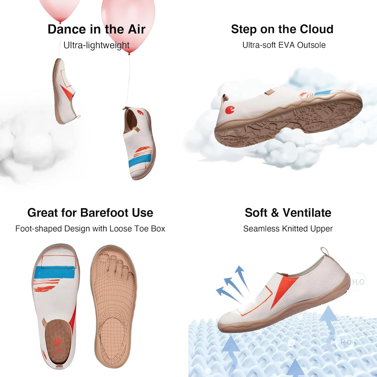 UIN Women's Art Painted Travel Shoes Slip On Casual Knit Loafers Lightweight Comfort Fashion Sneaker Toledo ⅠBirds and Flowers