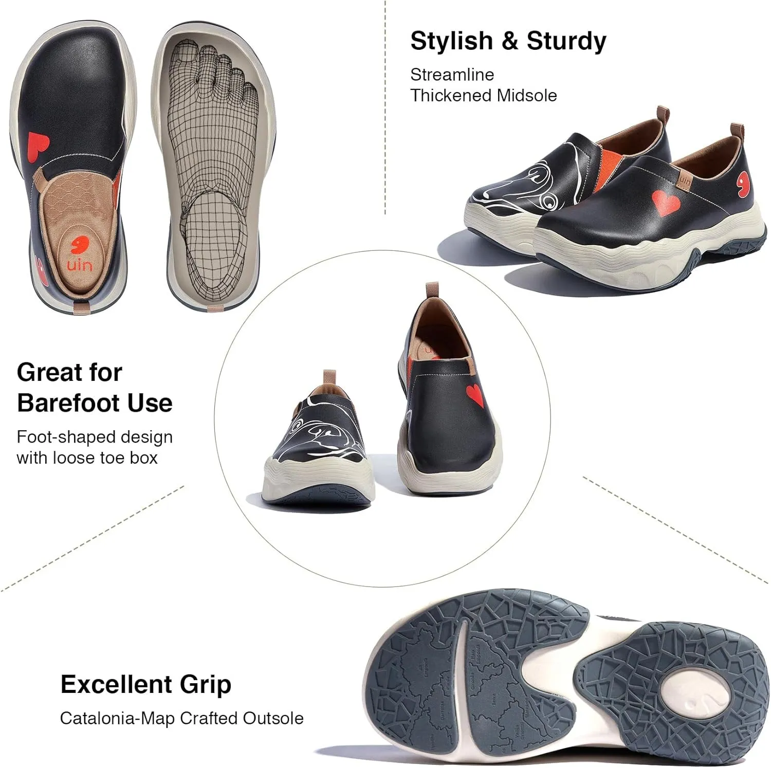 UIN Women's Walking Shoes Casual Slip On Loafers Lightweight Art Painted Platform Fashion Sneaker Toledo Ⅴ