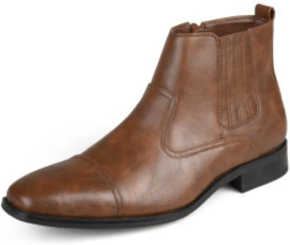 Vance Mens Alex Wide Tru Comfort Foam Zip-up Cap Toe Dress Boot