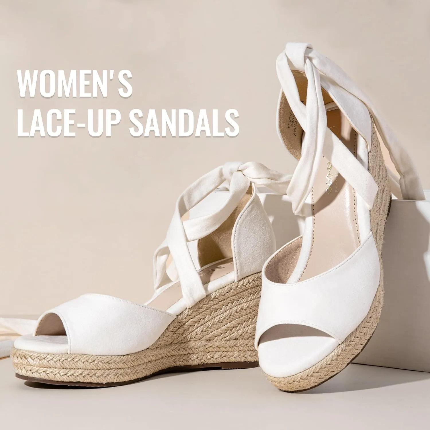 Vepose Women's Platform Wedge Sandals Rome Espadrilles Open Toe High Heel Sandals for Women with Lace-Up